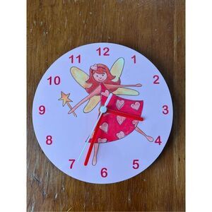 Pink and yellow Fairy clock